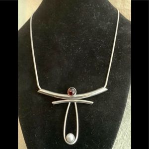 Lonna Keller freshwater Pearl & garnet necklace
